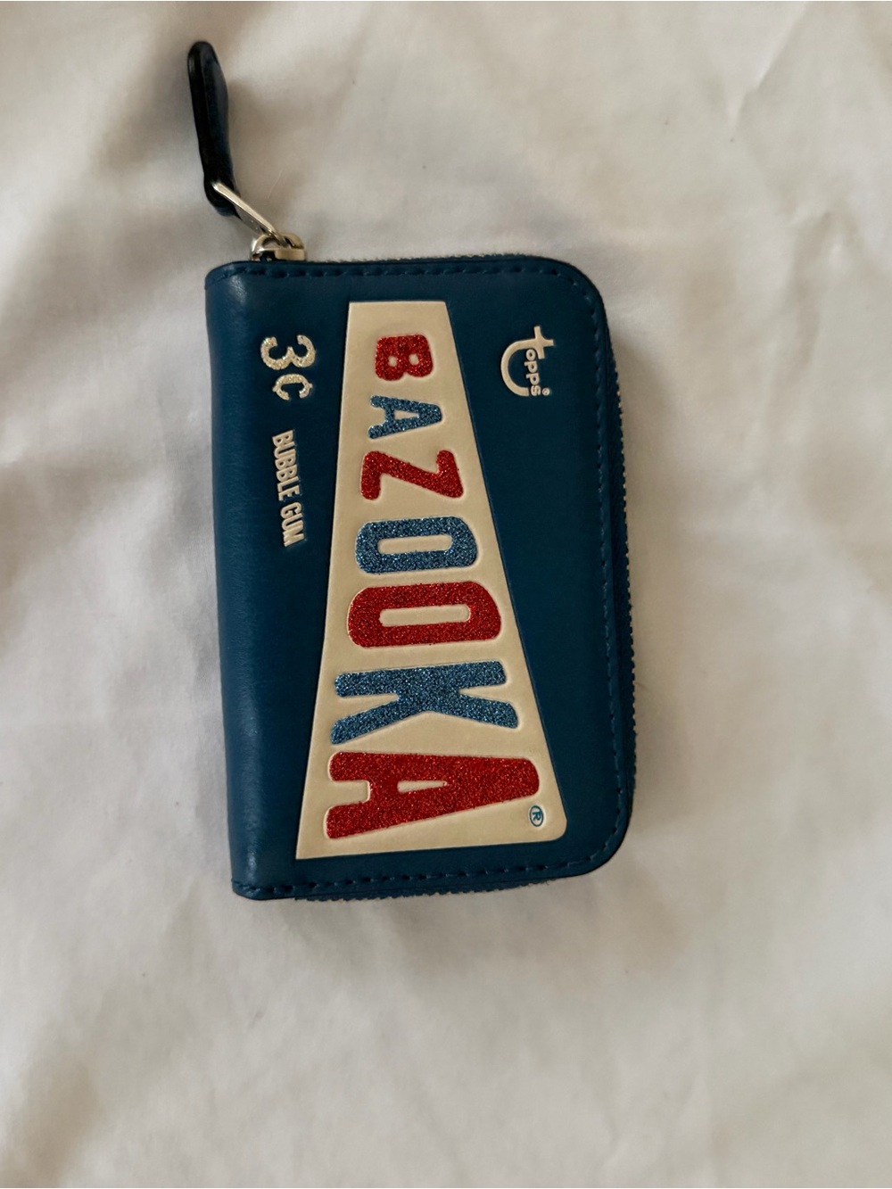 Coach Blue & Cream Bazooka Patch Zip Card Case